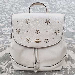 NWT Coach Studded Elle Backpack in Chalk
